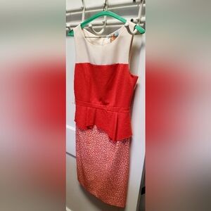 Antonio Melani sz 6 dress coral red cream sleeveless sheath dress